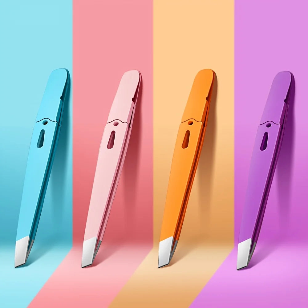 Pince à sourcils colorée, beauté des cheveux, extracteur de poils fins, en acier inoxydable, pinces à sourcils inclinées, outils de maquillage
