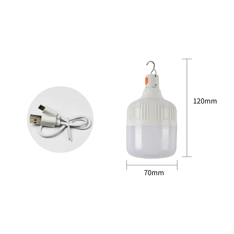 Portable Rechargeable LED Camping Light with Hook Dimmable Tent Lantern Emergency Night Lamp for Hiking Travel Adventure Use