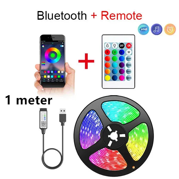 Bande lumineuse LED Bluetooth intelligente SMD 5050, application, télécommande, ruban Flexible, lampe à Diode, rétroéclairage TV, salle de jeux, décoration de la maison