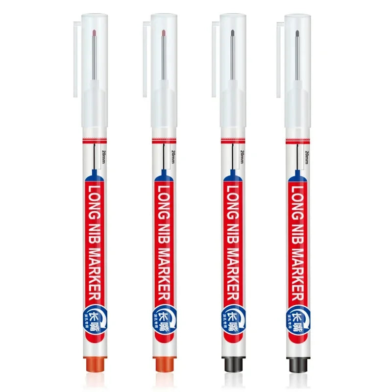 Marqueurs à tête de pointe longue pour stylo perforateur en métal, étanche, salle de bains, décoration du bois, multi-usages, 4 pièces/ensemble 20mm