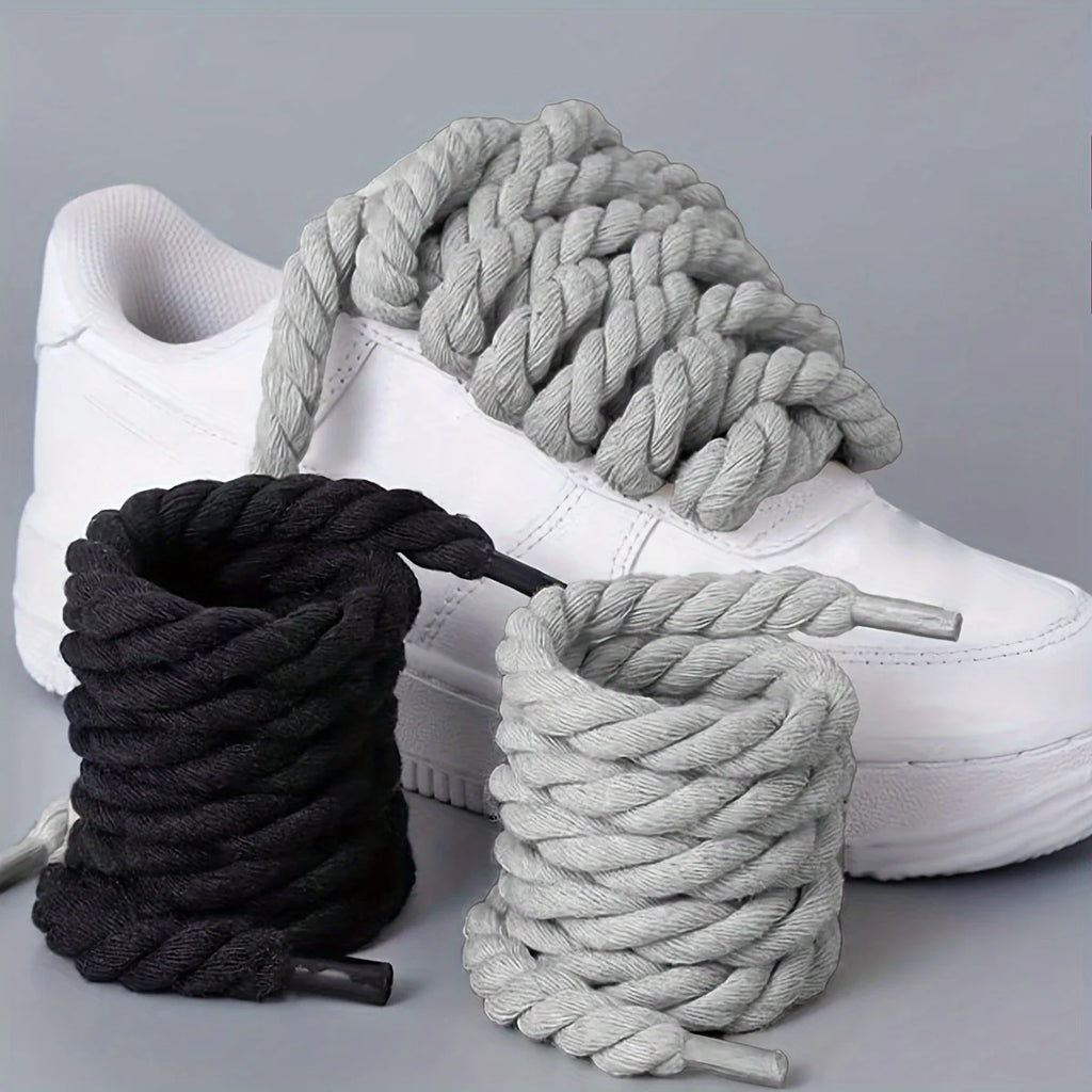 Lacets tressés faits main - Accessoires de chaussures en toile épaisse et résistante pour chaussures légères