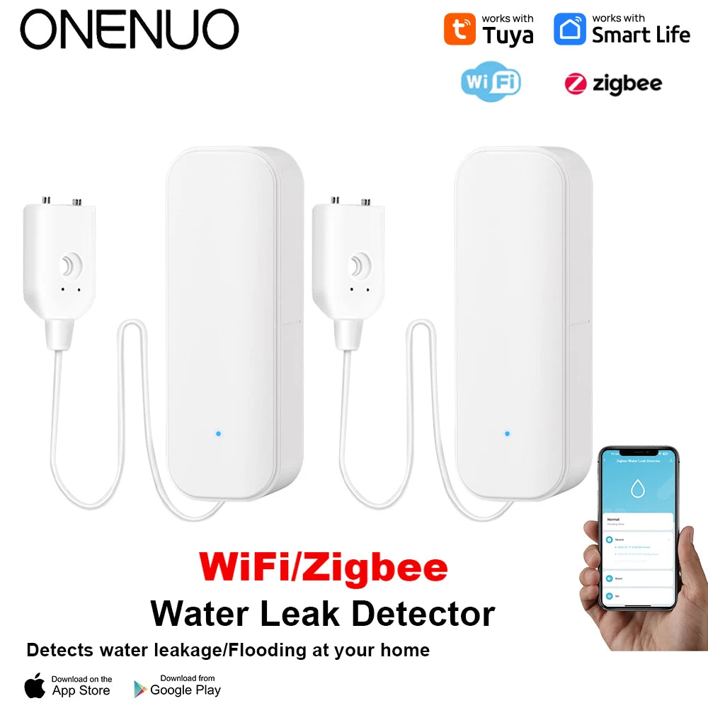 Capteur de niveau d'eau WiFi/Zigbee, alarme de fuite Tuya, détecteur de fuite et d'inondation, application Smart Life, alerte d'eau, alarme de débordement, système de sécurité