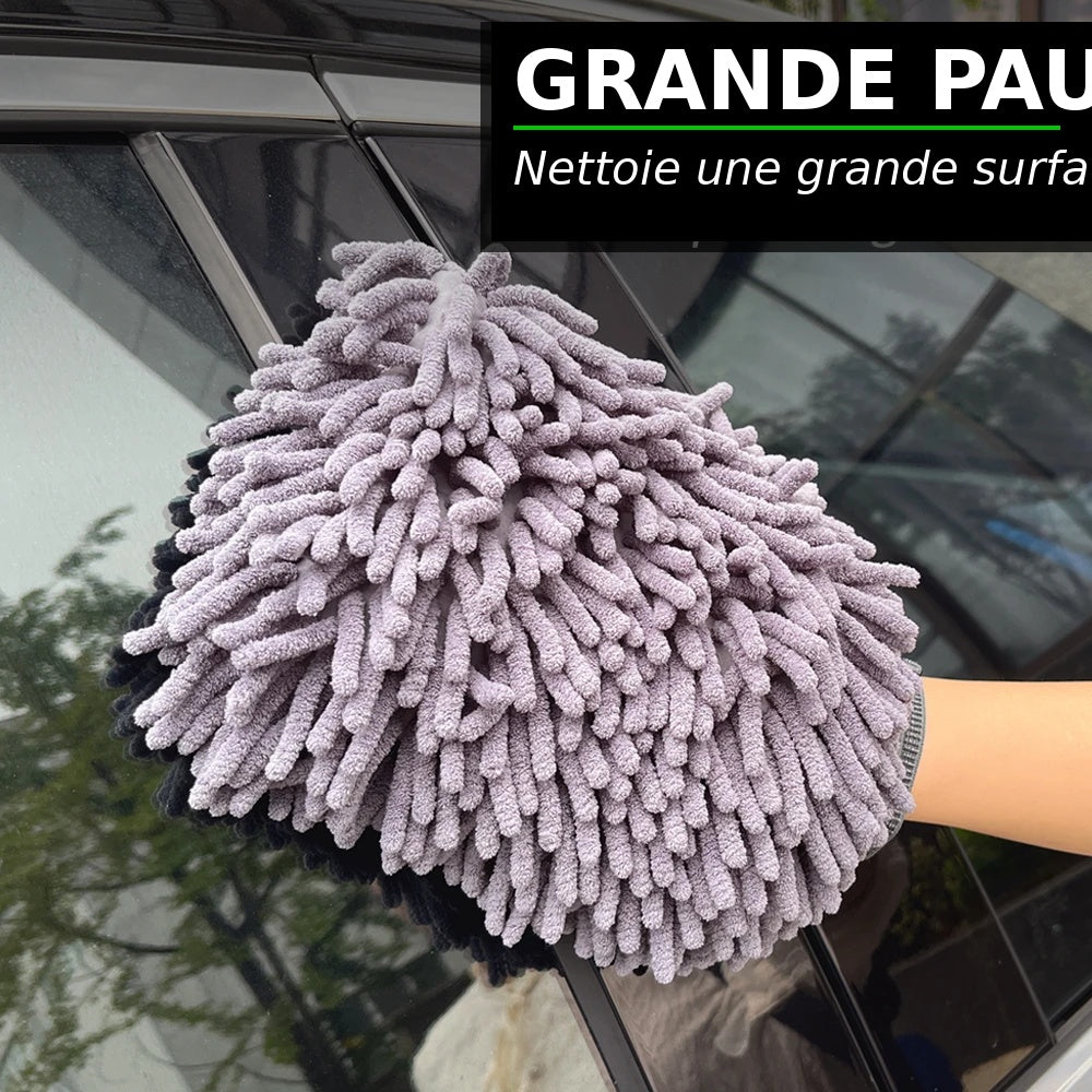 Gants de lavage auto, gants en chenille, chiffons en peluche, double face épais, accessoires et outils de nettoyage pour voiture, produits d'esthétique automobile