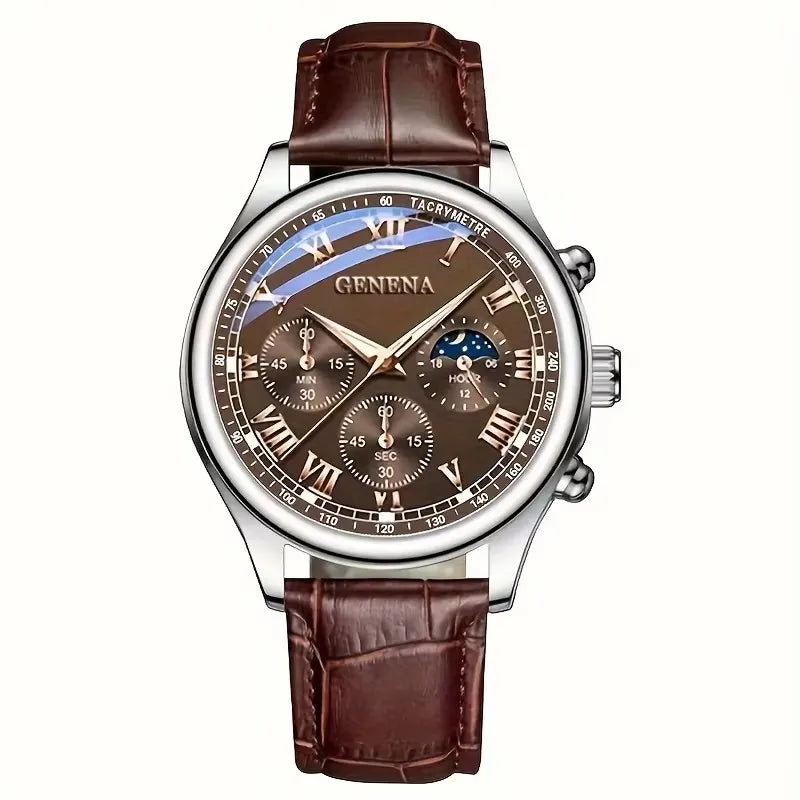 GENEVE – montre à Quartz pour hommes, haute qualité, ceinture de luxe, mode, ronde, pour étudiants d'affaires, Sport, étanche, horloge lumineuse