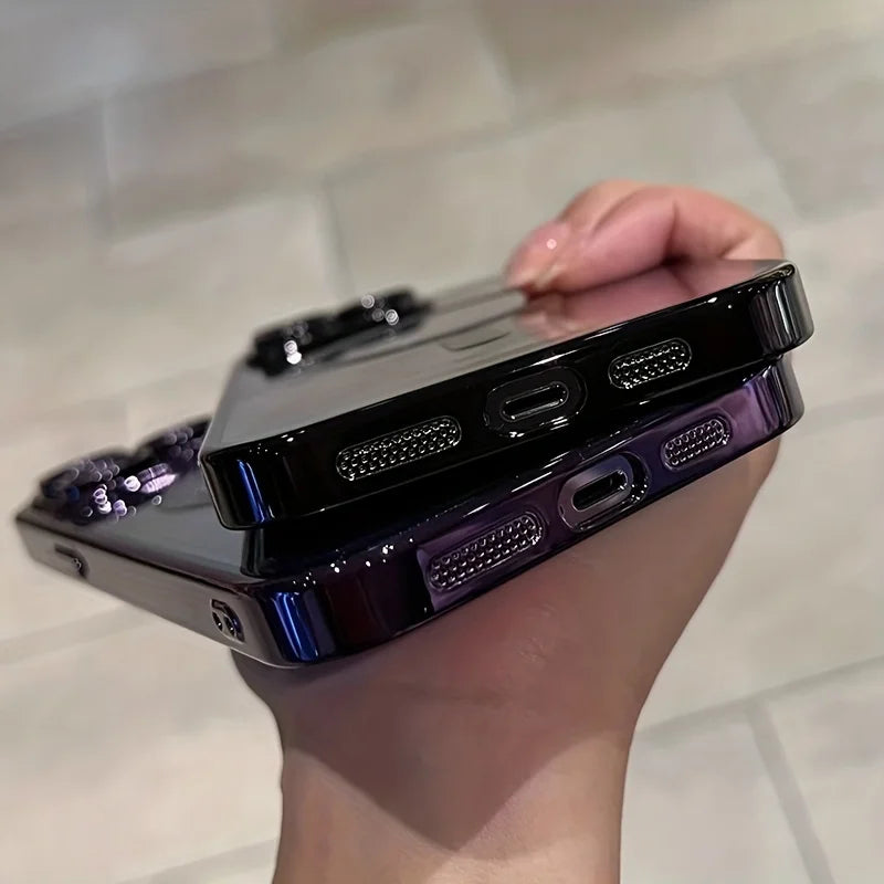 Étui transparent de luxe avec revêtement magnétique pour iPhone 11, 12, 13, 14, 15, 16, 17, Pro Max et Air Plus, compatible avec la recharge sans fil MagSafe et résistant aux chocs