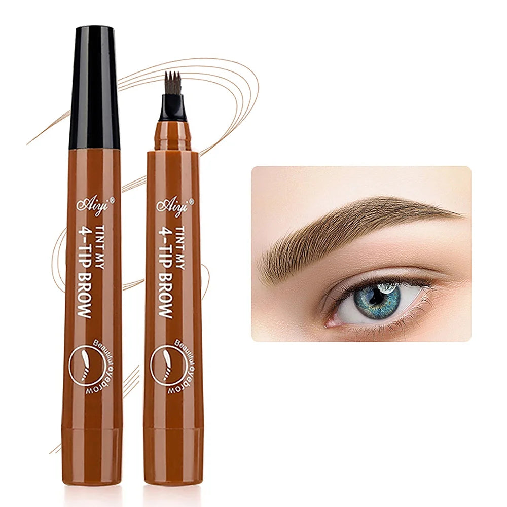 Crayon à sourcils à quatre embouts, longue tenue, sans bavure, résistant à l'eau, anti-bavure