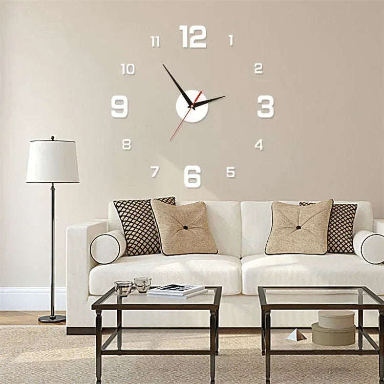 Frameless Modern 3D Wall Clock Mirror Sticker Clock for Home Office Hotel Restaurant School Decoration