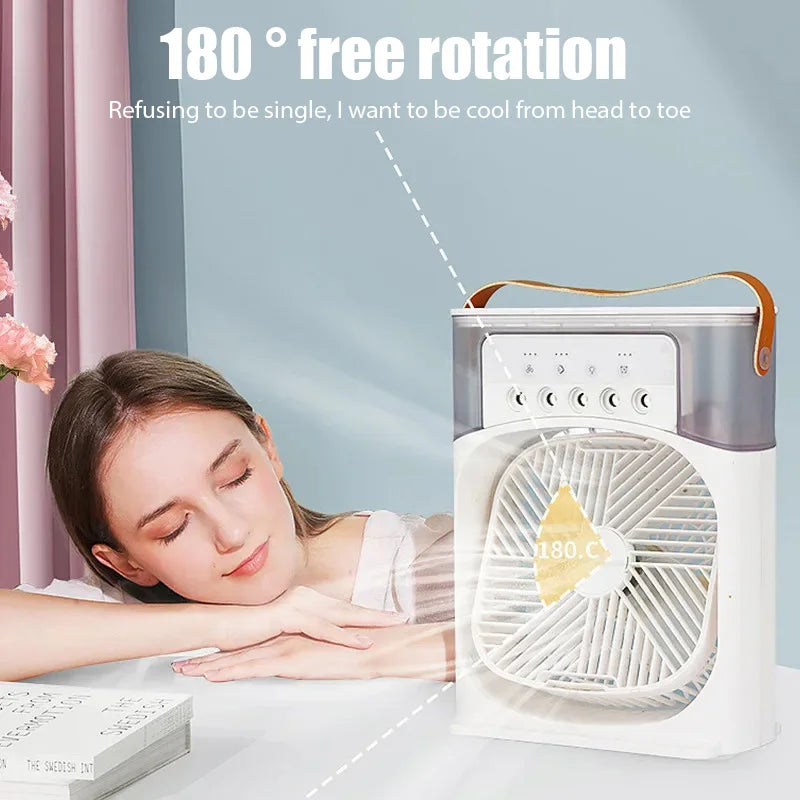 Climatiseur Portable 3 en 1, petit refroidisseur d'air domestique, veilleuses LED, humidificateur, réglage de l'air, ventilateurs pour la maison