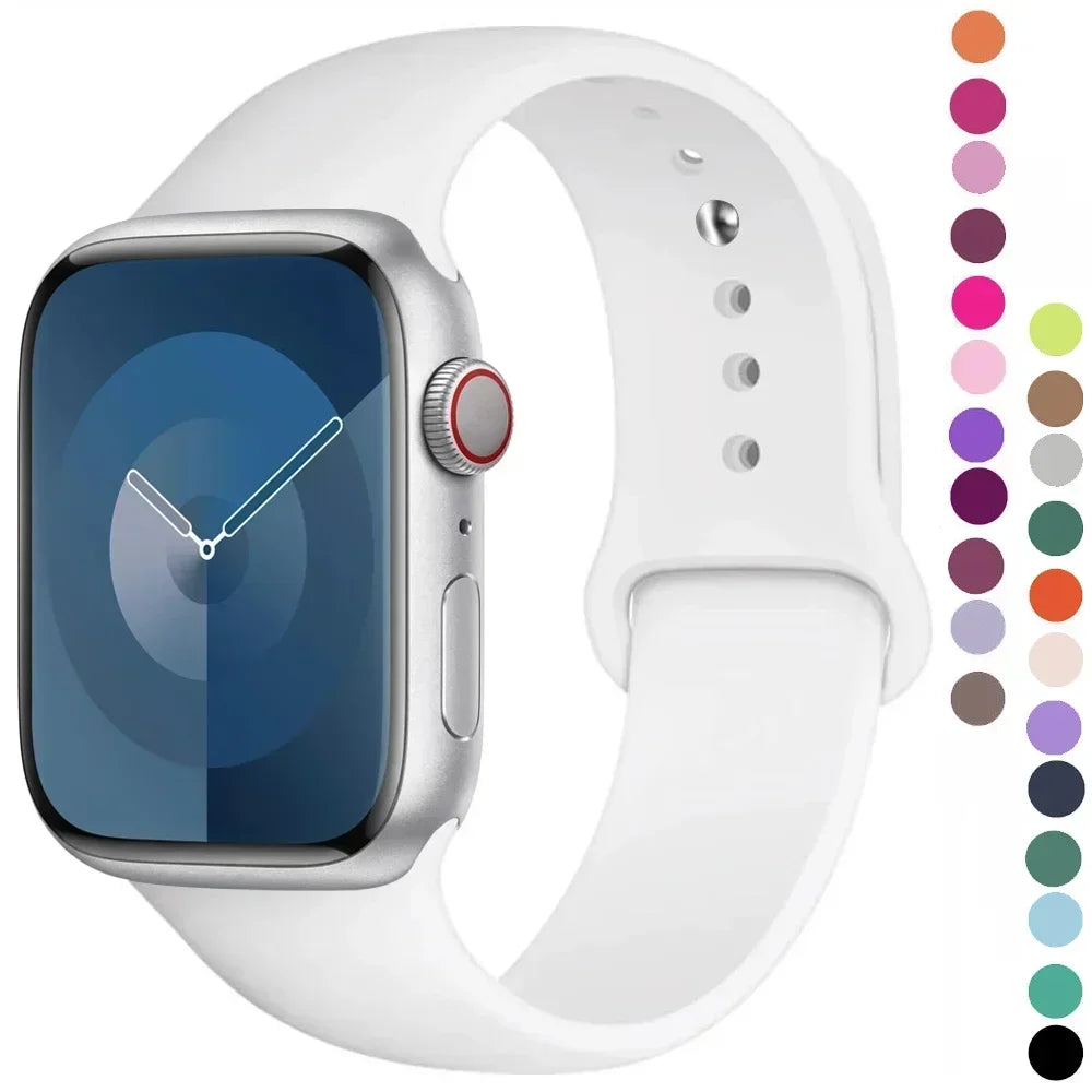 Bracelet en Silicone pour Apple Watch, 44mm 45mm 40mm 41mm 42-46mm, bracelet de sport iwatch série 8 7 6 5 4 9 10 11 SE-Ultra 2/3 49mm