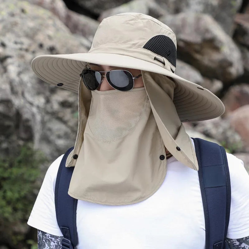Chapeau avec protection du cou détachable multi-usages Chapeau de soleil d'été Protection solaire Respirant Séchage rapide Protection UV