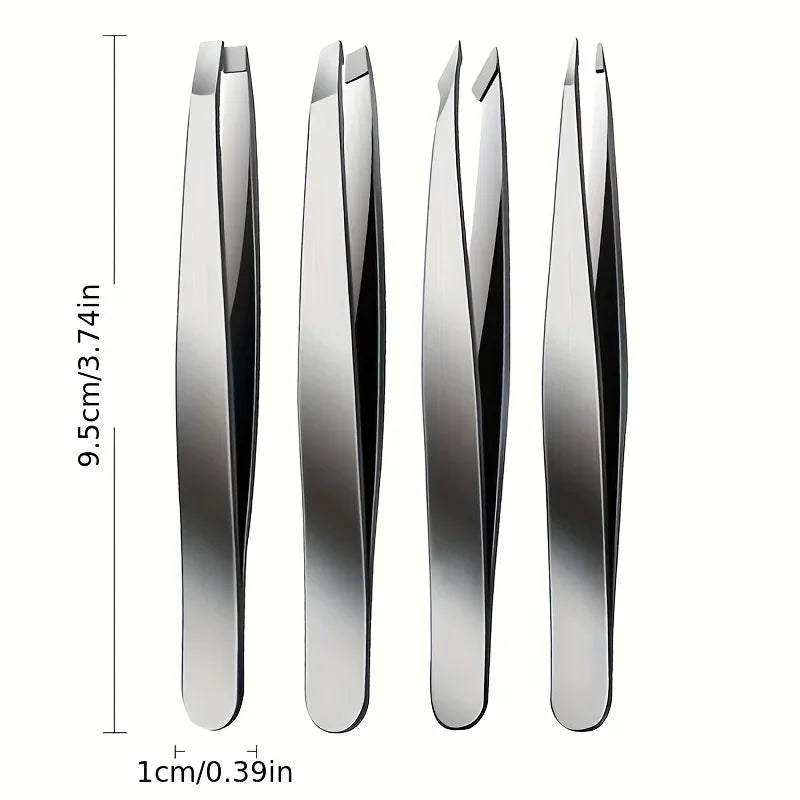 Ensemble de pinces à sourcils Ouriner 4 pièces pinces à sourcils en acier inoxydable ensemble d'outils de beauté professionnels pour la croissance des poils du visage vers l'intérieur