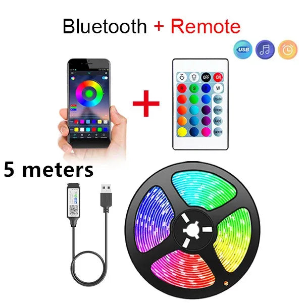 Led Strip Lights Bluetooth Control RGB LED Lights for TV USB 5V Led Tape for TV Backlight Room Party Decoration Party Wedding