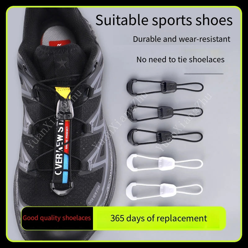 Lacets de chaussures sans nœuds, lacets ronds de tennis, pour adultes et enfants, pour baskets de course, noirs et blancs, accessoires de chaussures