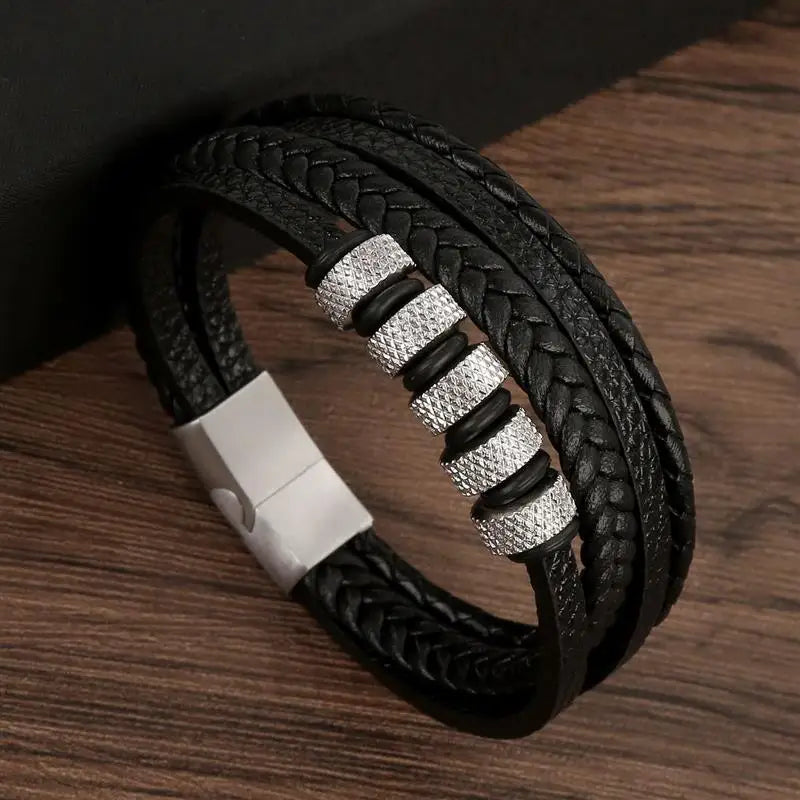Bracelet en cuir classique pour hommes, nouveau Style, tissé à la main, multicouche, accessoire combiné, mode homme, bijoux, vente en gros, livraison directe