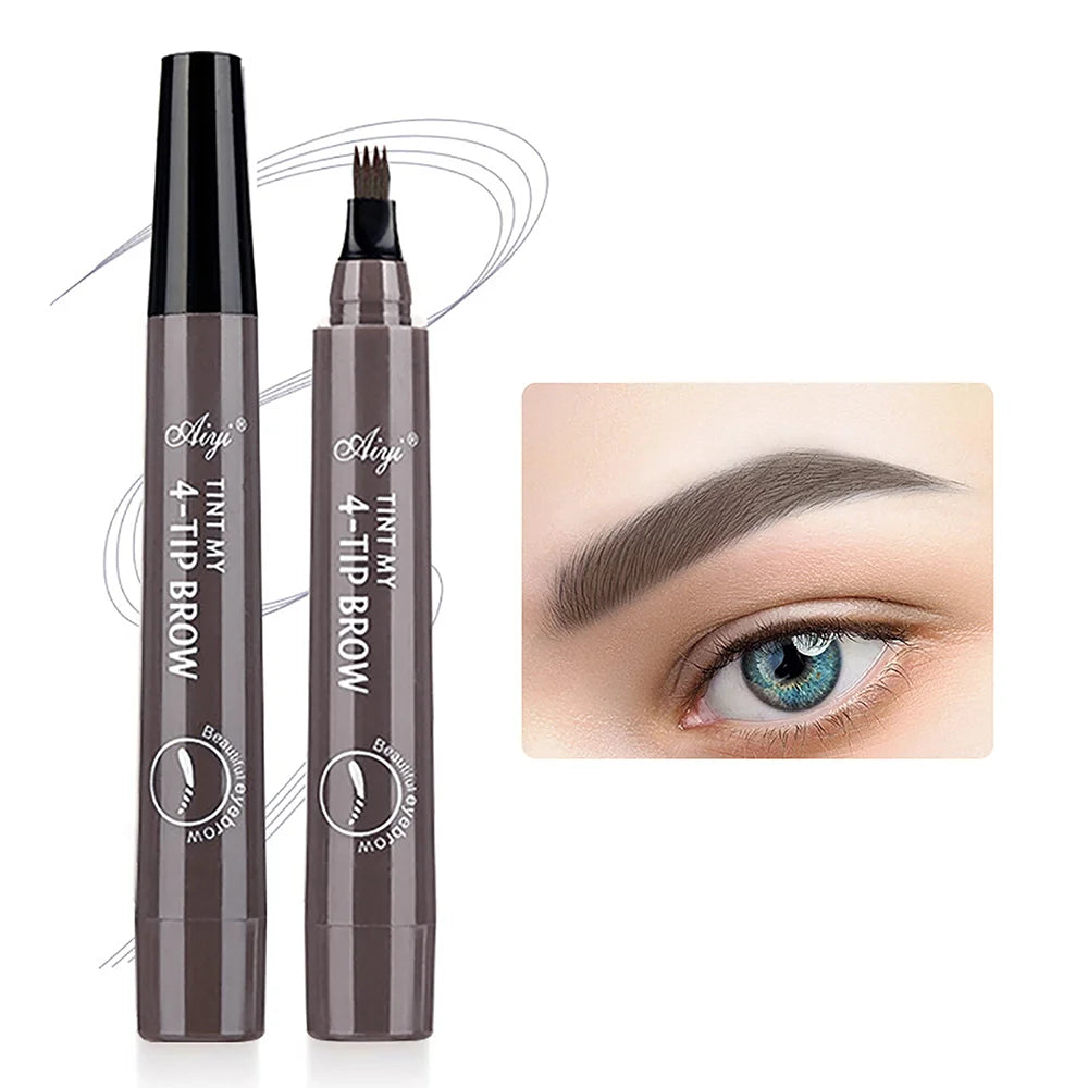 Crayon à sourcils microblading à 4 fourchettes, imperméable, maquillage naturel longue durée, cinq couleurs