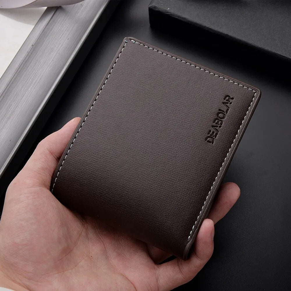 Portefeuille court en cuir Pu pour hommes, Style fin, pliable, pour jeunes hommes, porte-cartes de crédit