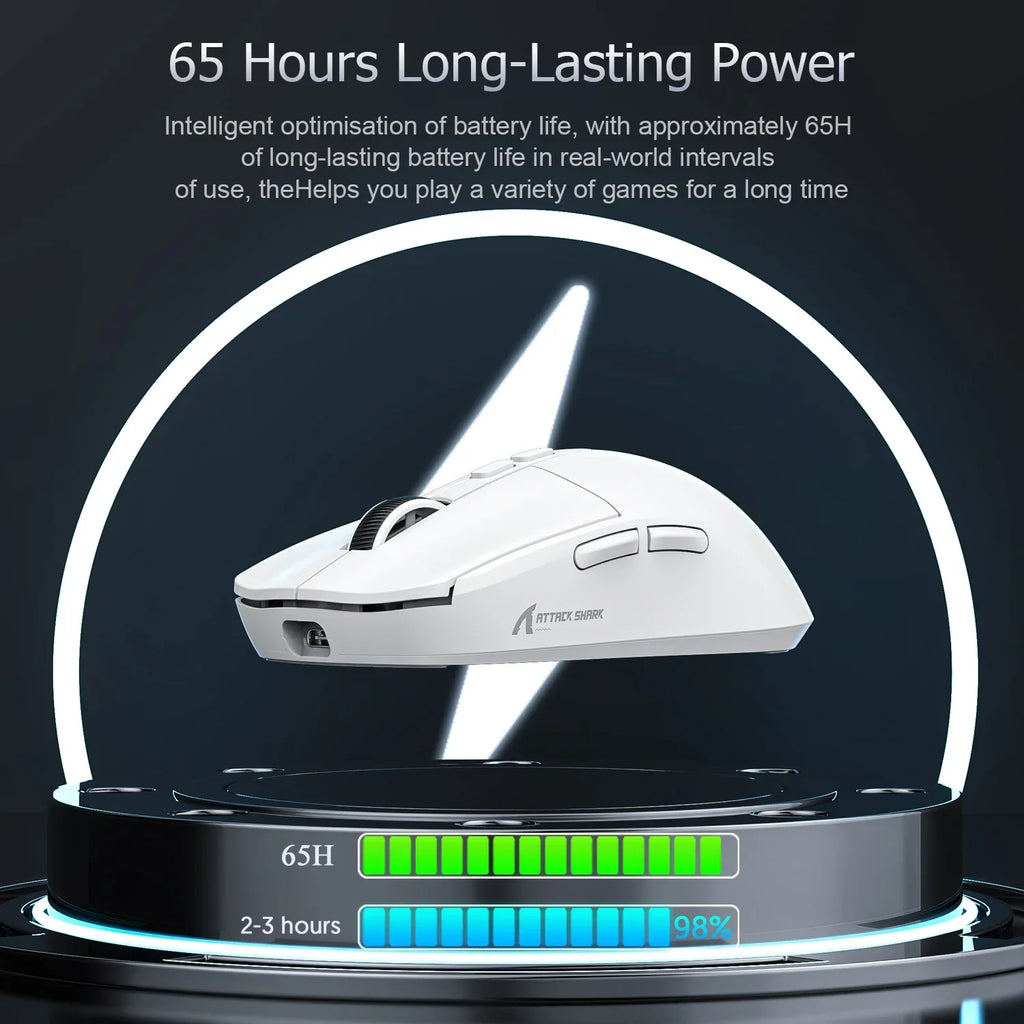 X6 Attack Shark Lightweight Wireless Mouse Up To 26K DPI RGB Backlight Charging Base with Wireless 3 Mode  for Laptop Deskbtop