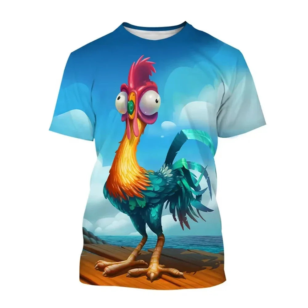 T-shirt de poulet drôle Disney pour hommes et femmes, imprimé en 3D, décontracté, de rue, pour enfants, garçons et filles, 2024