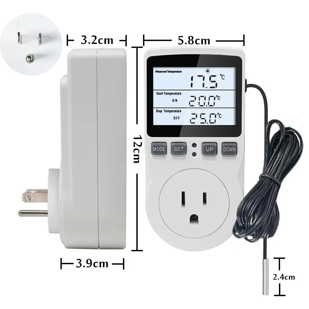 EU Plug Digital Temperature Controller Timer Socket Thermostat With Timer Switch Cooling Heating Temperature Sensor