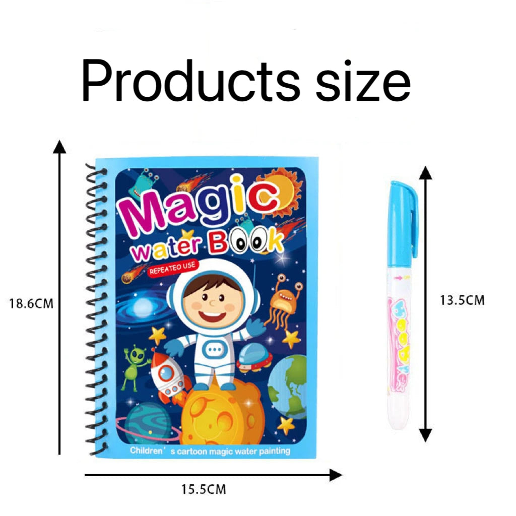 1 livre + 1 stylo - Livre de coloriage réutilisable, livre de peinture à l'eau, jouet de dessin et de puzzle sensoriel pour l'éveil des tout-petits