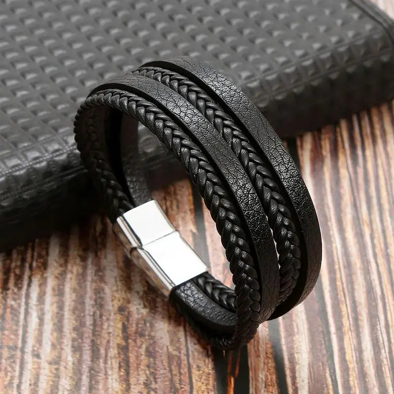 Bracelet en cuir classique pour hommes, nouveau Style, tissé à la main, multicouche, accessoire combiné, mode homme, bijoux, vente en gros, livraison directe