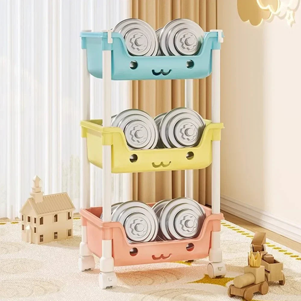 Chariot de rangement pour jouets Étagères et étagères de rangement pour jouets d'enfants Bibliothèque pivotante Chariot mobile pour la maison