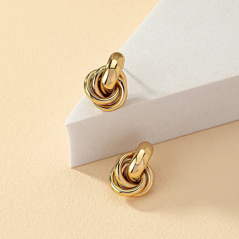 2 paires ensemble or argent couleur noeud cerceau ensemble de boucles d'oreilles pour les femmes brillant placage à la mode boucle d'oreille goujon mignon usage quotidien ensemble de bijoux