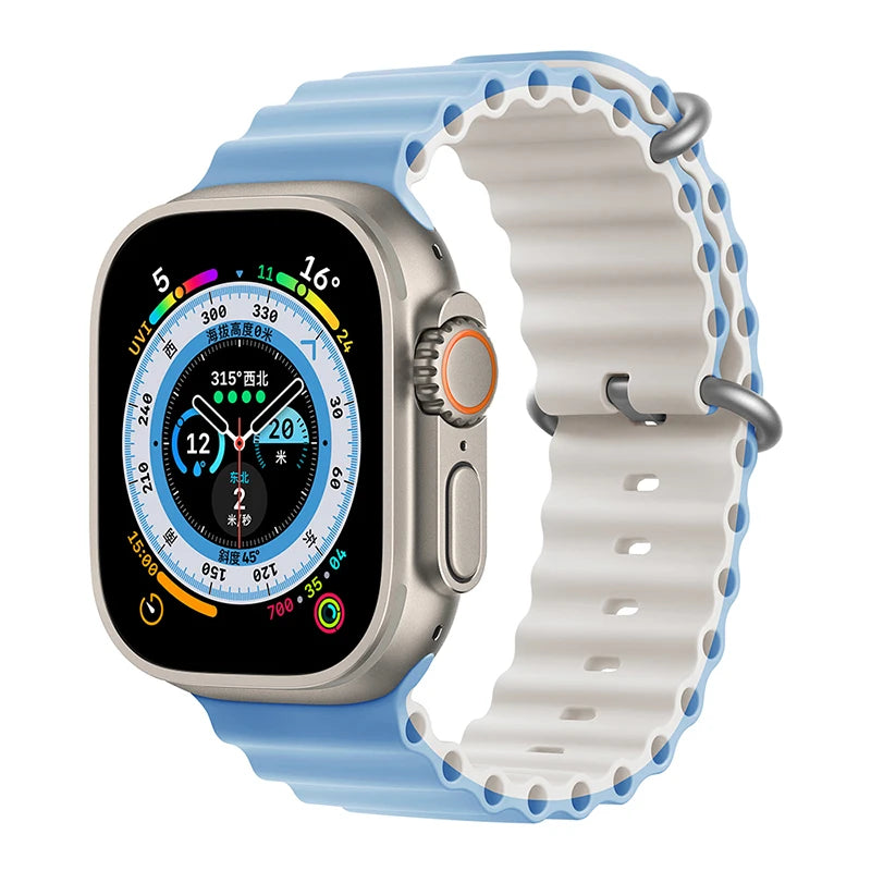 Bracelet océan en Silicone pour bracelets de montre Apple 45mm 46mm 40mm Ultra 2 49mm 44mm 41mm 38-42mm bracelet de sport série 10 9 8 7 6 5 4 SE