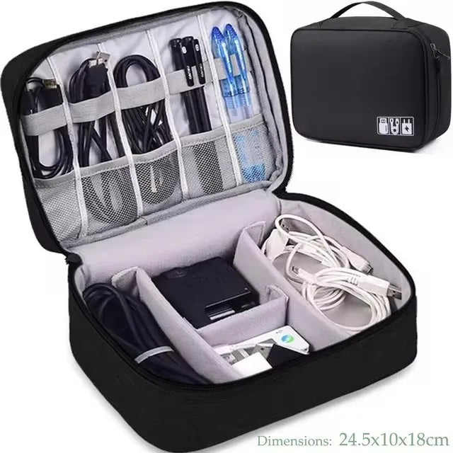 Sac de rangement de câbles étanche, organisateur d'accessoires électroniques numériques, étui de rangement de câbles de voyage Portable pour chargeur de câbles
