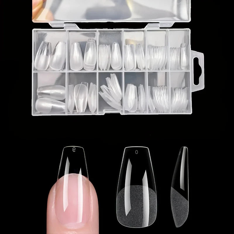 120 capsules d'ongles à pression à couverture complète, forme stiletto, amande, carrée, cercueil, française, faux ongles en gel à tremper, capsules