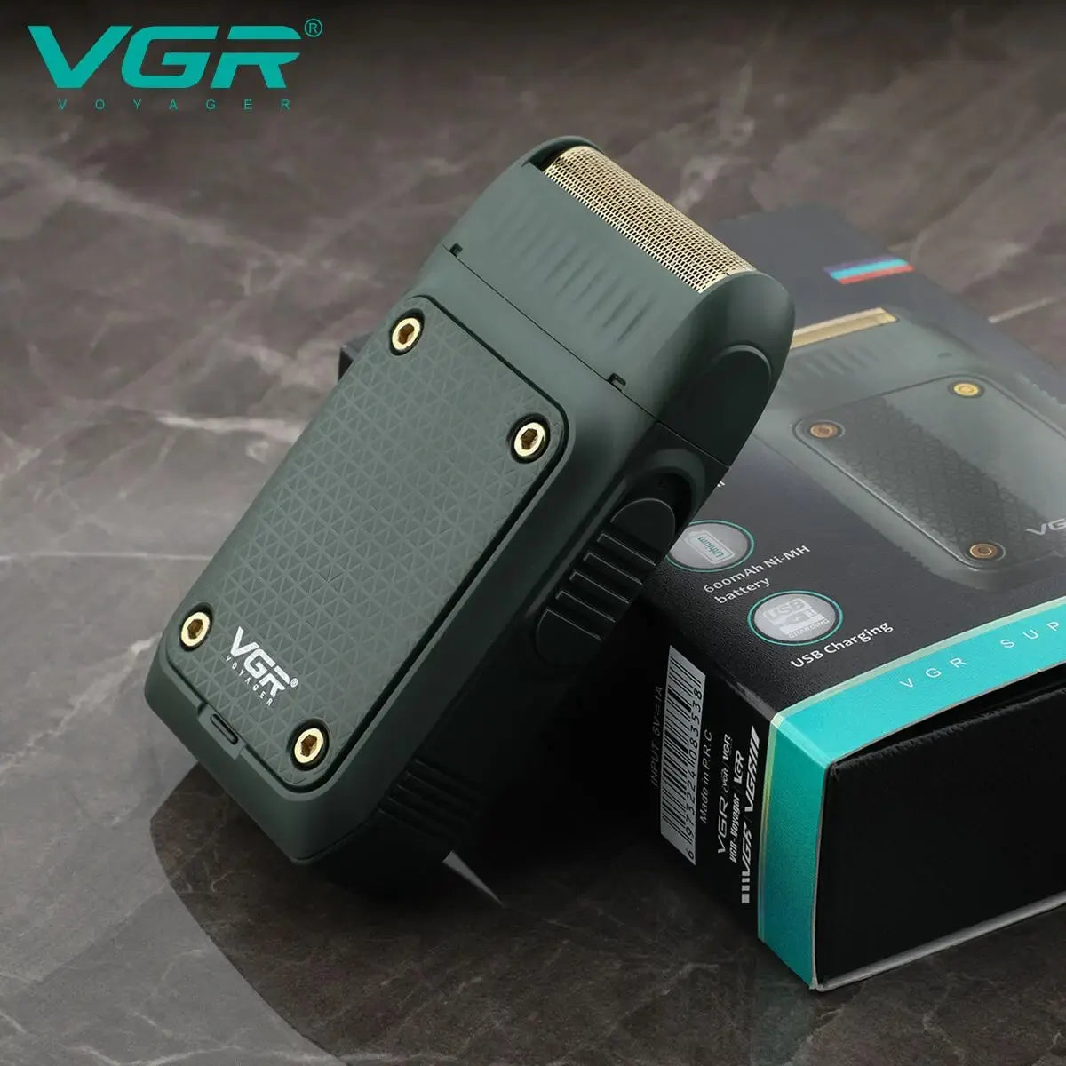 Rasoir professionnel VGR V-353, tondeuse à barbe portable rechargeable, mini rasoir pour hommes