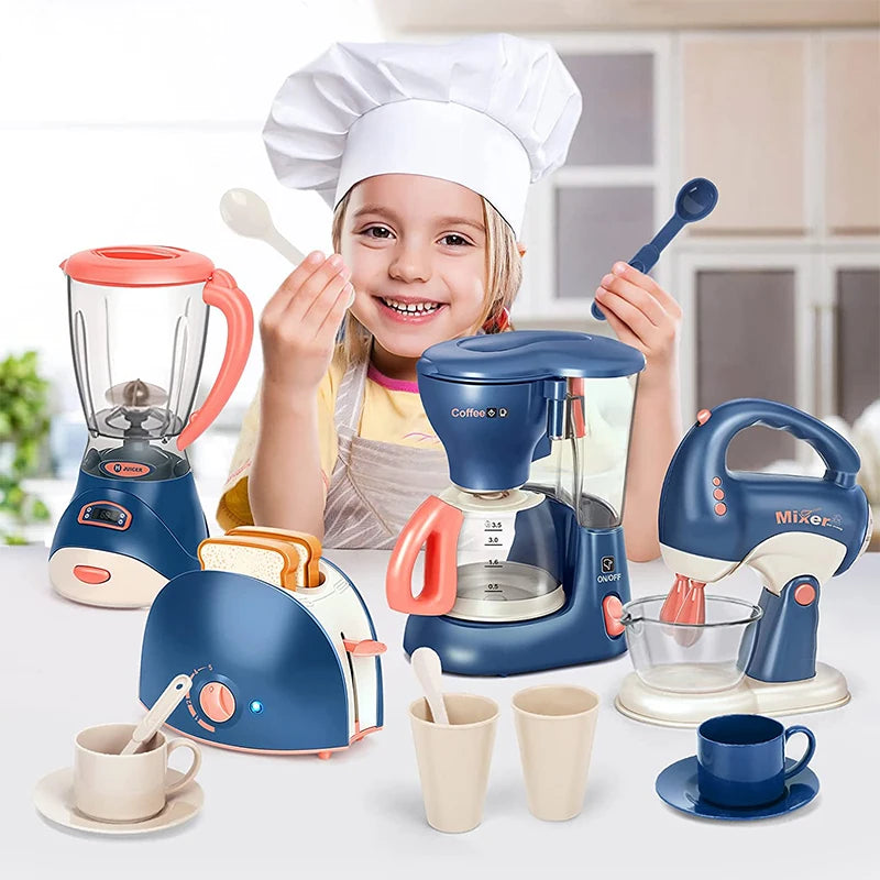 Mini-électroménagers, jouets de cuisine, ensemble de jeu d'imitation avec cafetière, mixeur et grille-pain, cadeau idéal pour les enfants (garçons et filles)