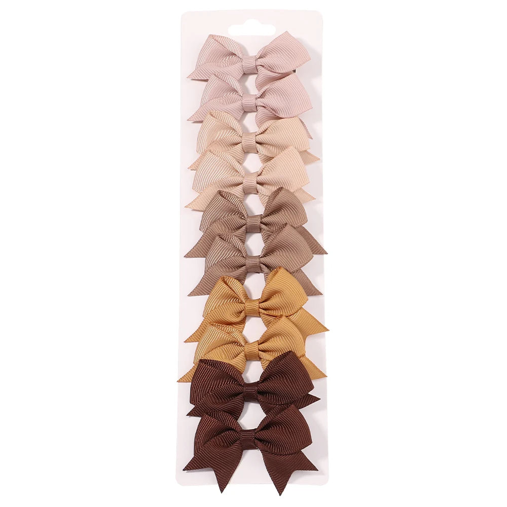 Pinces à cheveux avec nœud papillon en ruban solide, 10 pièces/ensemble, jolies Barrettes faites à la main pour bébés filles, couvre-chef, accessoires pour enfants