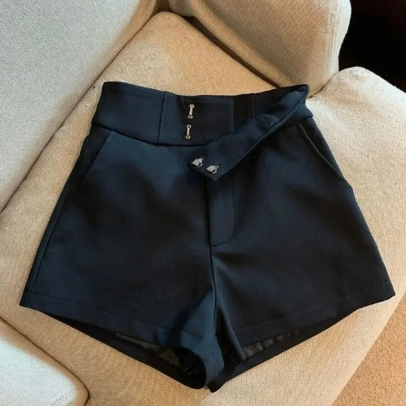 Shorts pour femmes Mooyufon, shorts noirs pour femmes, style Harajuku élégant, taille haute, coupe trapèze, coupe slim, décontracté, sexy