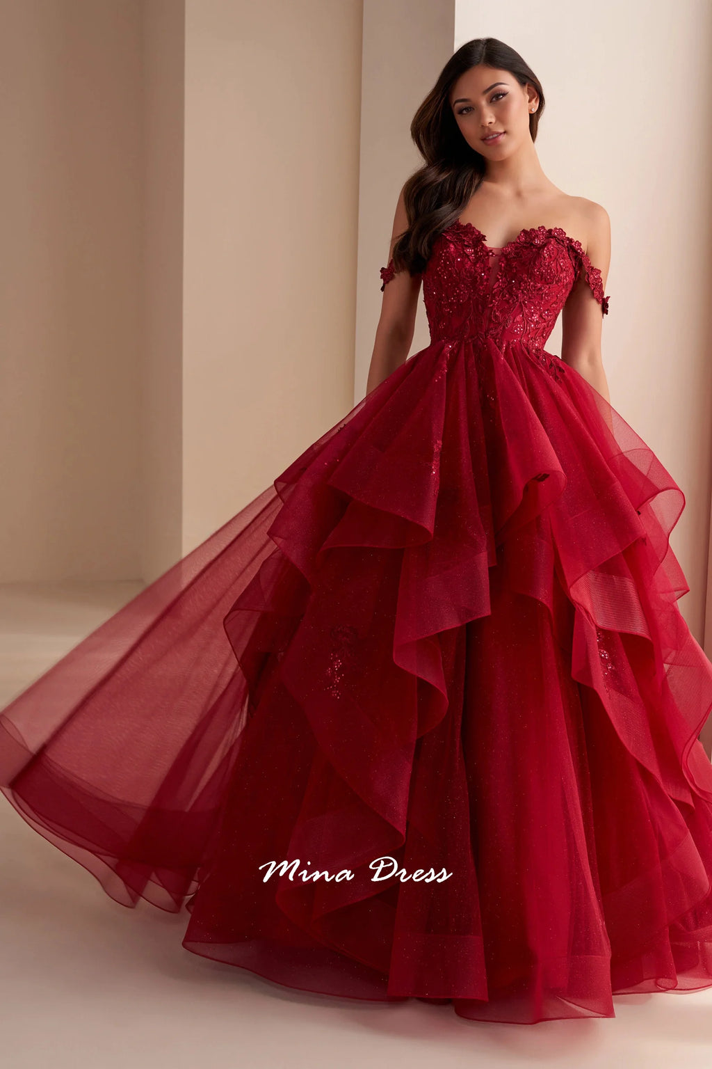 Robe de soirée Mina à bretelles amovibles, robe de fête élégante et luxueuse pour femme, dos nu sans manches, ornée d'appliqués de dentelle, style bal de promo