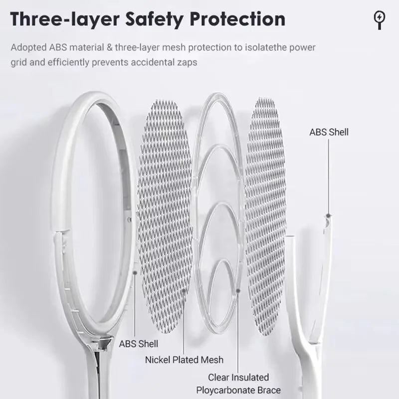 Raquette de charge rapide 5 en 1, tue les insectes volants, lampe isolée de sécurité, alimentée par batterie, tapette électrique anti-moustiques réglable en ABS