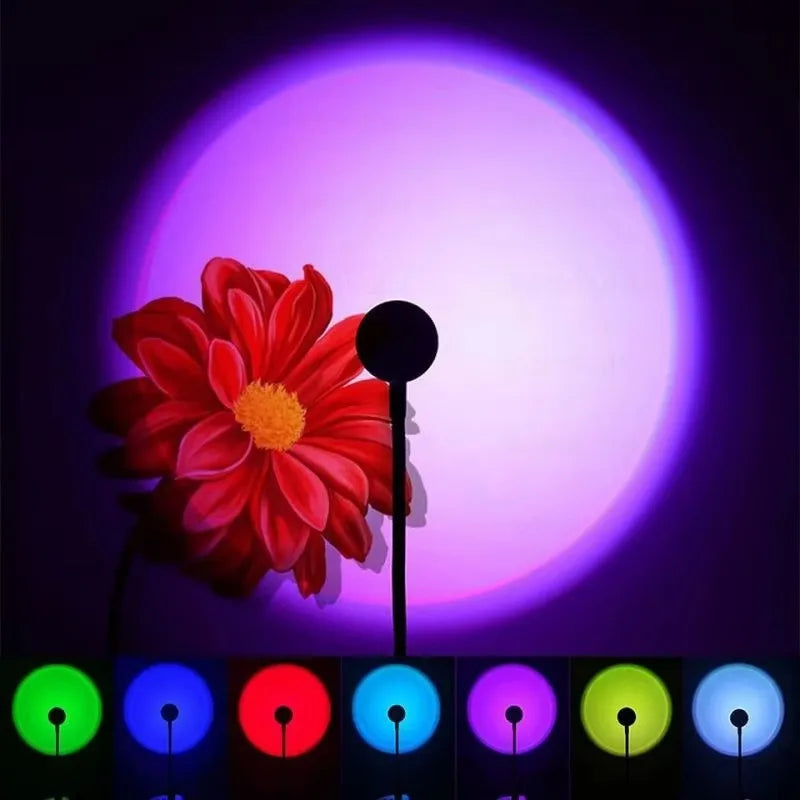 LED Sunset Lamp Nightlights USB Projector Birthday Party Decoration Mood Lights For Bedroom Living Room Wall Photography