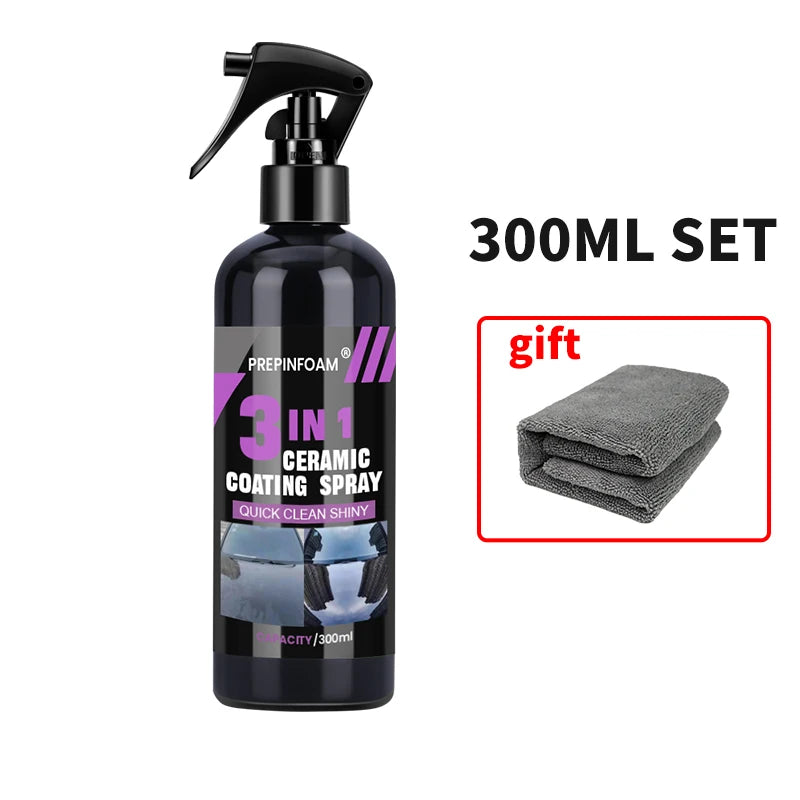 Spray de revêtement liquide en céramique 3 en 1 pour voiture, couche hydrophobe Nano cristal, Agent de polissage, peinture à haute brillance, cire de Protection, soins de voiture