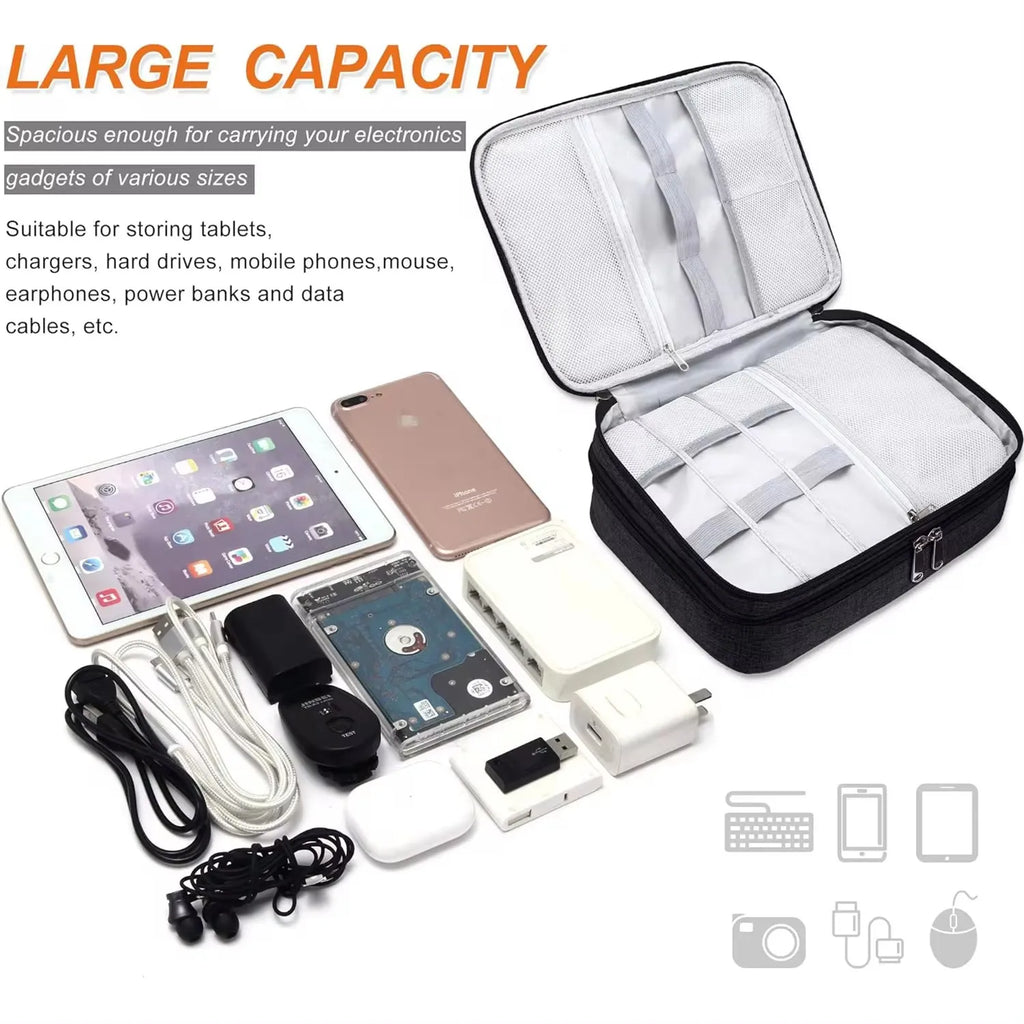 Sac de rangement de câbles étanche, organisateur d'accessoires électroniques numériques, étui de rangement de câbles de voyage Portable pour chargeur de câbles