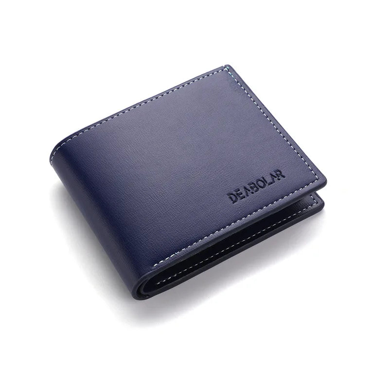Portefeuille court en cuir Pu pour hommes, Style fin, pliable, pour jeunes hommes, porte-cartes de crédit