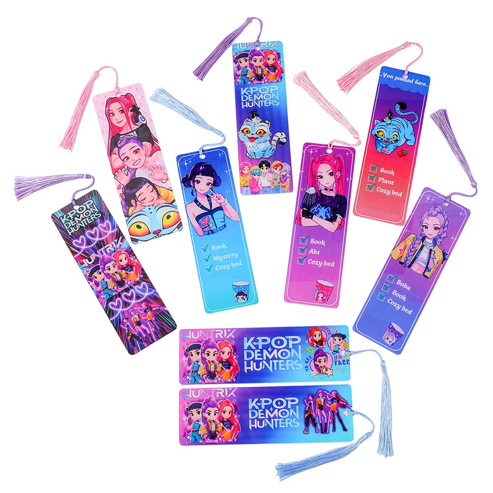 Marque-pages acryliques Kpop Demon Hunters - Accessoire de livre - Fournitures de lecture - Cadeau pour enseignants - Accessoires Kpop Demon Hunter - Papeterie mignonne