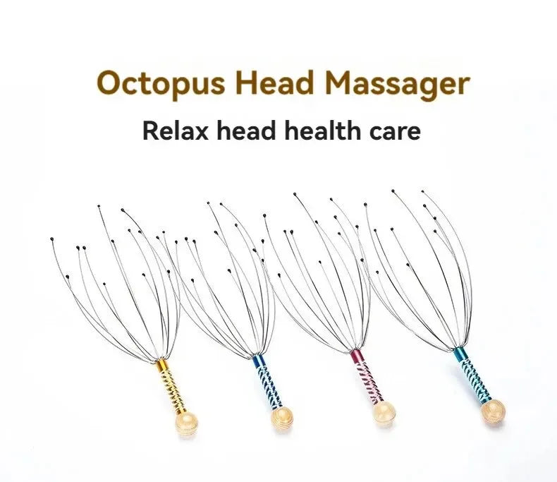Masseur de tête de poulpe en acier inoxydable, défrisant la tête, griffe de massage du cerveau, soulage la fatigue, extracteur d'âme