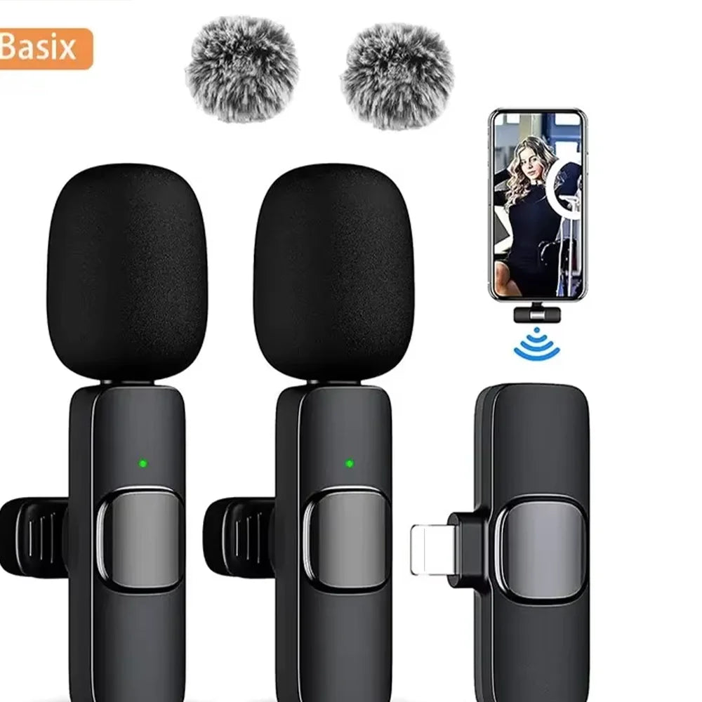 Mini microphone cravate sans fil, coupe-vent, avec laine remplaçable, pour l'enregistrement audio sur iPhone, YouTube et vlogs