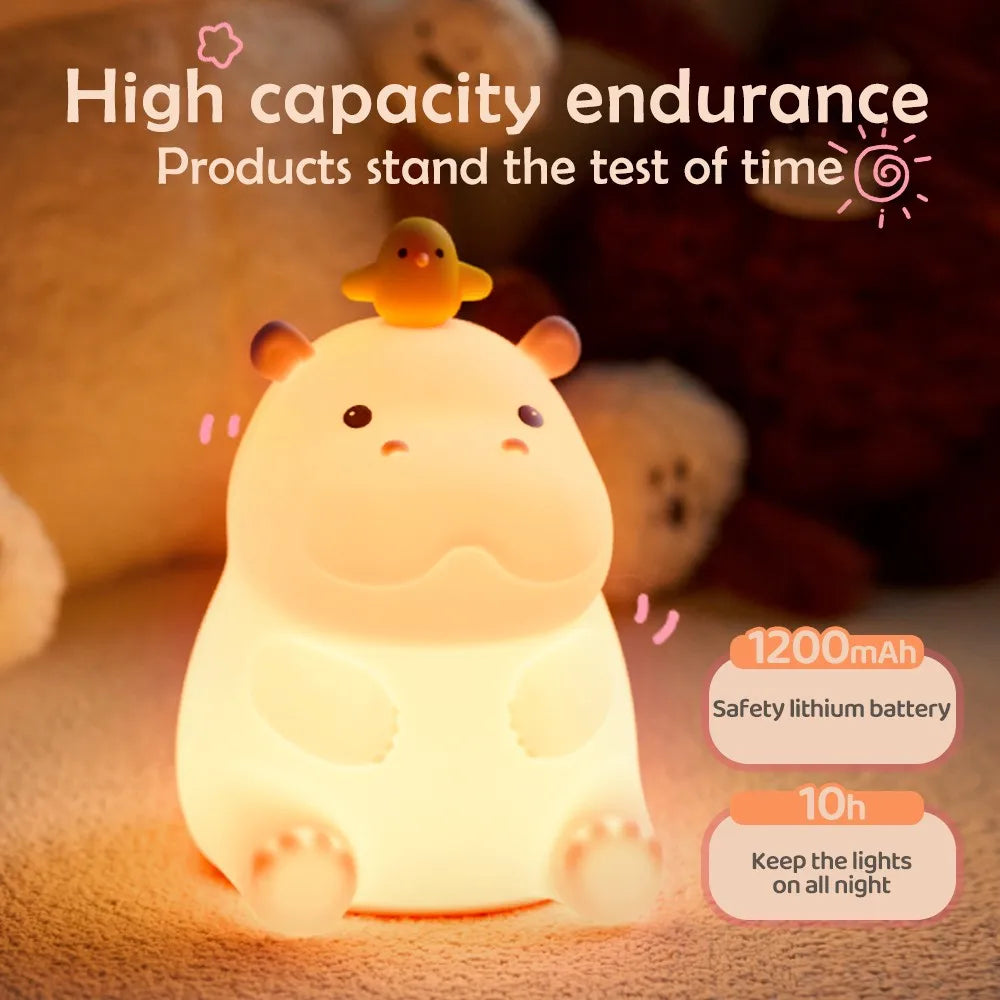 Lampe de nuit mignonne en silicone souple, renard et lapin, veilleuse de chambre d'enfant à intensité variable, rechargeable, avec minuterie et capteur tactile