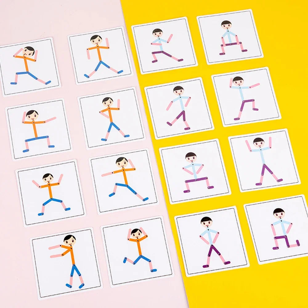 Jeu de puzzle en bois à monter soi-même, représentant un homme sportif, idéal pour l'éveil des enfants et le développement de la motricité fine