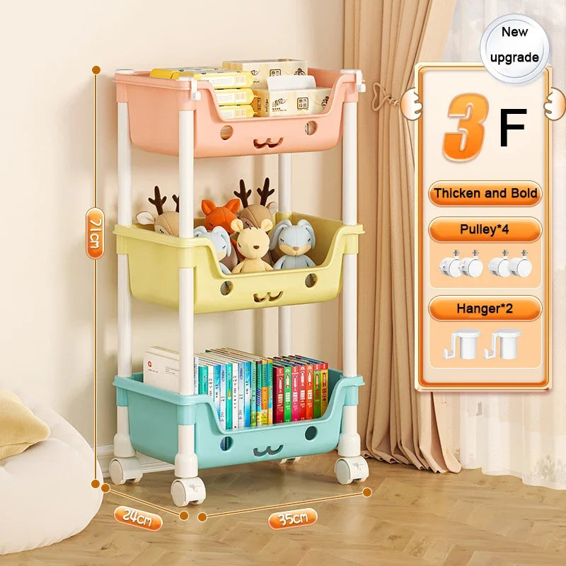 Chariot de rangement pour jouets Étagères et étagères de rangement pour jouets d'enfants Bibliothèque pivotante Chariot mobile pour la maison