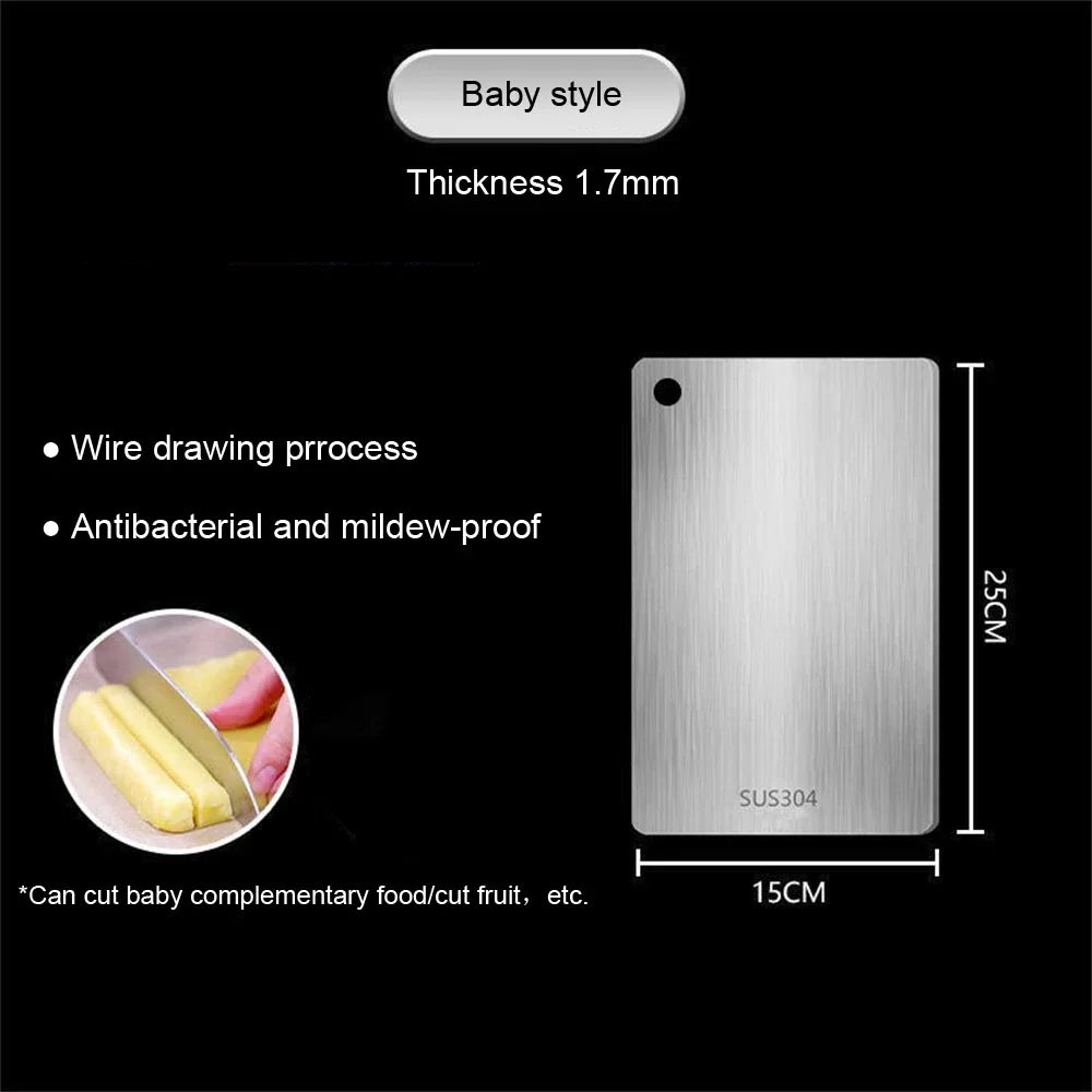 Planche à découper WXCOO 1PCS en acier inoxydable, planche épaisse de cuisine antiadhésive double face pour fruits et viande