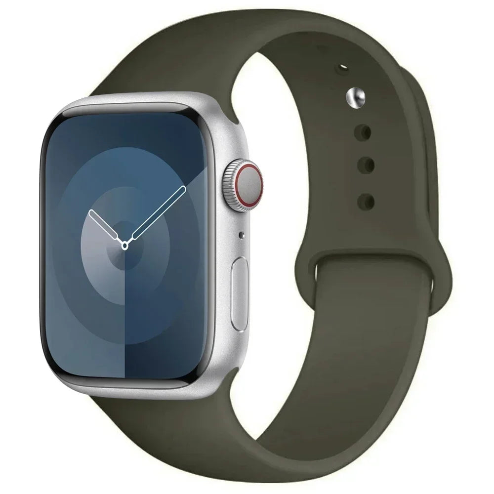 Bracelet en Silicone pour Apple Watch, 44mm 45mm 40mm 41mm 42-46mm, bracelet de sport iwatch série 8 7 6 5 4 9 10 11 SE-Ultra 2/3 49mm