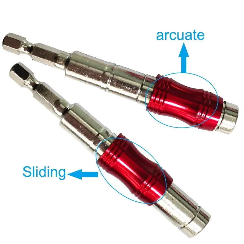 Poignée hexagonale incurvée rouge, tige d'extension directionnelle, vis magnétique, pointe de perçage, adaptateur universel, accessoires pour outils électriques, 1 pièce