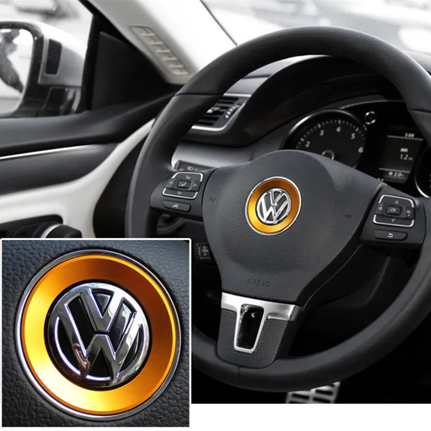 Étui décoratif pour volant Ceyes Car Styling, emblème circulaire, accessoire de style pour Volkswagen VW Golf 4 5 Polo Jetta Mk6